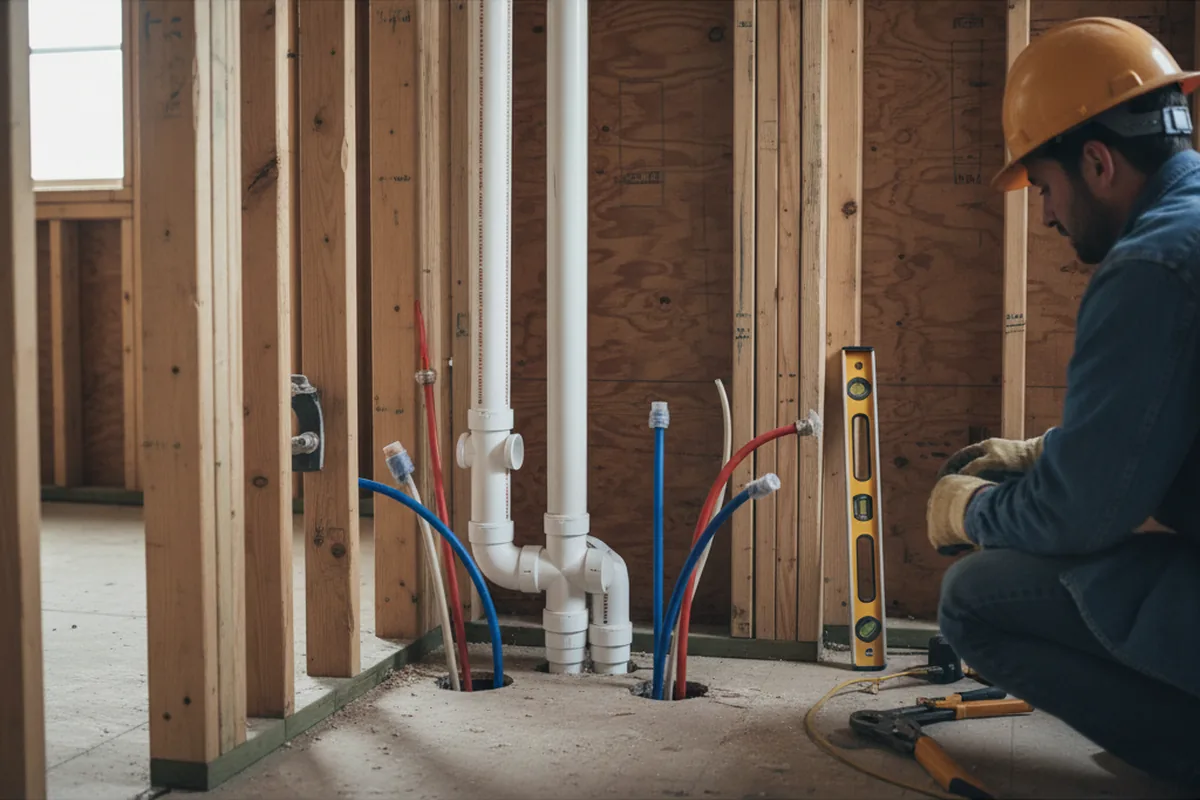 Drain and supply rough-in during Toilet Repair and Installation in Hartland